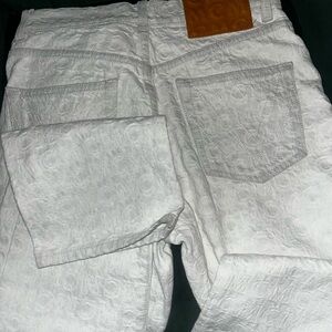 MCM  White/Gray Monogram Jacquard Jeans